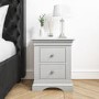 Grey Painted French 2 Drawer Bedside Table - Olivia