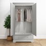 Grey Painted 2 Door Double French Wardrobe with Drawer - Olivia 