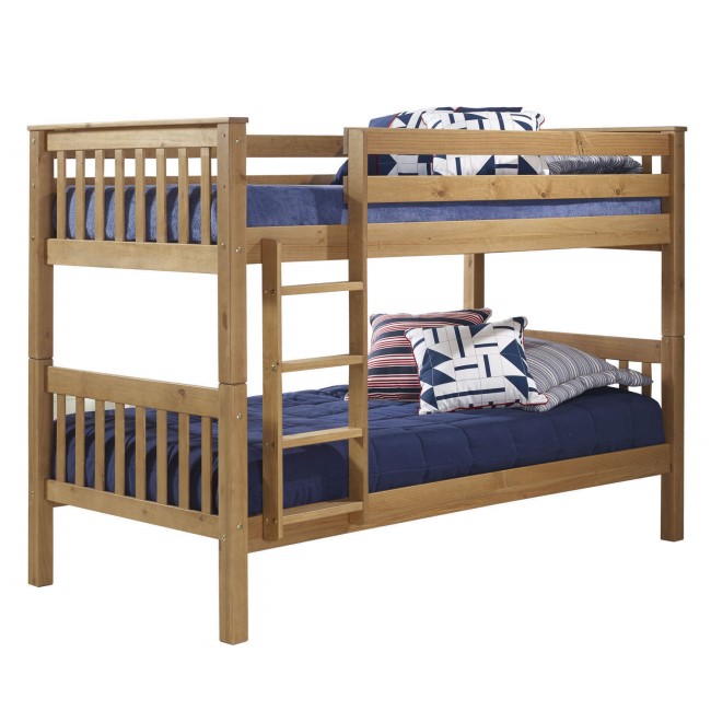 GRADE A1 - Oxford Pine Single Bunk Bed - Ladder fixes to either side!