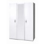 GRADE A3 - One Call Furniture Piano 3 Door Mirror Wardrobe in Matt Black with White Gloss