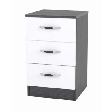 Piano 3 Drawer Bedside Chest in Matt Black with White Gloss Piano 3 Drawer Bedside Chest in Matt Black with White Gloss