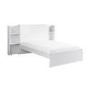 Small Double White Wooden Bed Frame with Storage Shelf Headboard - Pery