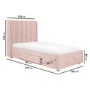 Kids Pink Velvet Single Bed Frame with Storage Drawer - Phoebe