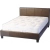 Brown Faux Leather Upholstered Double Bed Frame - Prado - LPD