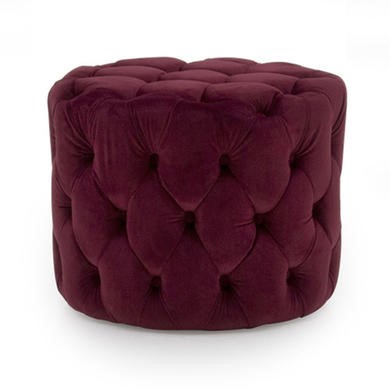 Perkins Round Tufted Pouf/Footstool in Velvet Crimson Red Perkins Round Tufted Pouf/Footstool in Velvet Crimson Red