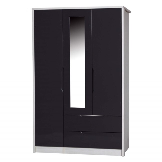 Avola Premium Plus 3 Door Combi with Mirror in White with Grey Gloss