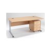 Dams 3 Drawer Mobile pedestal with Silver Handle in Beech