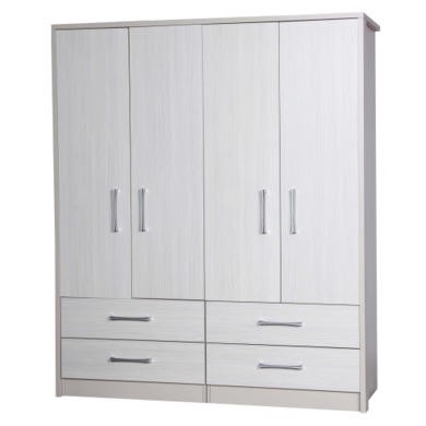 One Call Furniture Avola Premium 4 Door Combi Wardrobe in Cream with White One Call Furniture Avola Premium 4 Door Combi Wardrobe in Cream with White