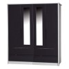 Avola Premium Plus 4 Door Combi Wardrobe with Mirrors in White &amp; Grey Gloss