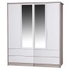 Avola Premium 4 Door Combi Wardrobe with Mirrors in Cream Gloss