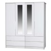 Avola Premium 4 Door Combi Wardrobe with Mirrors in White/Cream Gloss