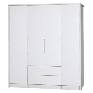 One Call Furniture Avola Premium Plus 4 Door Combi + Single Robe in White with Cream Gloss One Call Furniture Avola Premium Plus 4 Door Combi + Single Robe in White with Cream Gloss