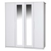 Avola Premium Plus 4 Door Wardrobe with Mirrors in White/Cream Gloss