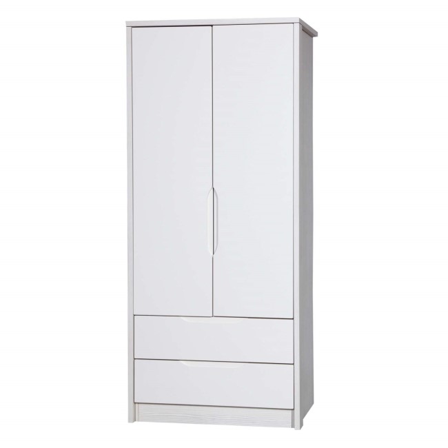 One Call Furniture Avola 2 Door Combi Wardrobe in White/Cream Gloss
