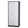 One Call Furniture Avola Premium 2 Door Combi Wardrobe in Grey with White