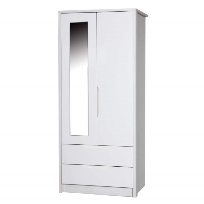 Avola Premium Plus 2 Door Combi Wardrobe in White/Cream Gloss
