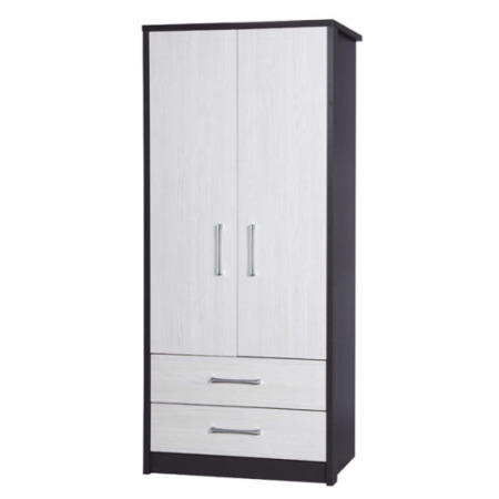 One Call Furniture Avola Premium 2 Door Combi Wardrobe with Mirror in Grey with White
