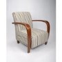 Restmore Stripe Armchair in Light Blue with Wooden Arms - Shankar