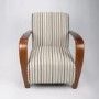 Restmore Stripe Armchair in Light Blue with Wooden Arms - Shankar