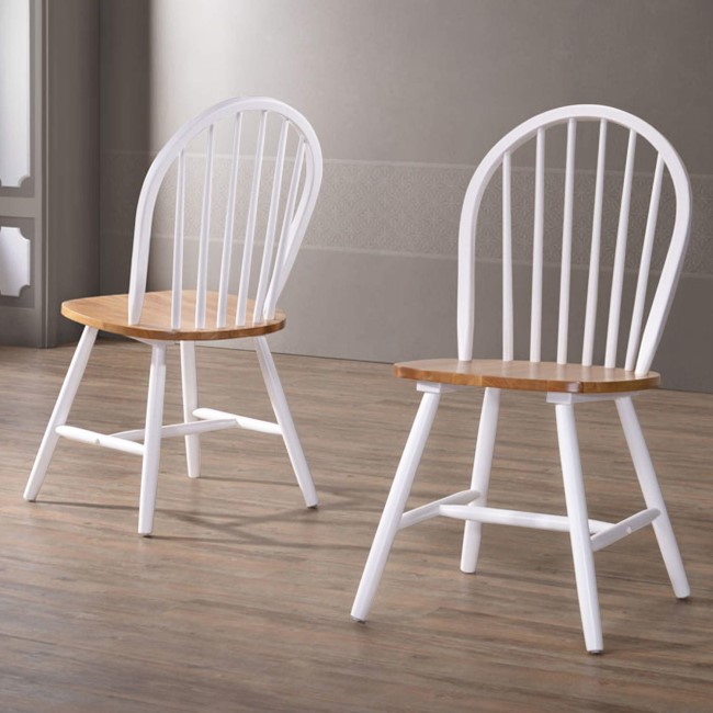 GRADE A1 - Rhode Island Pair of Windsor Chairs in White