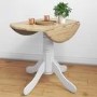 Small Round Drop Leaf Table in White & Wood - 2 Seater - Rhode Island