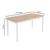 Large White Extendable Dining Table with Light Oak Top  - Seats 6 - Rhode Island