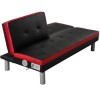 LPD Rio Retro Sofa Bed In Black and red - With Mobile Docking Station