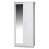 One Call Furniture Avola Premium 2 Door Wardrobe with Mirror in Cream with White