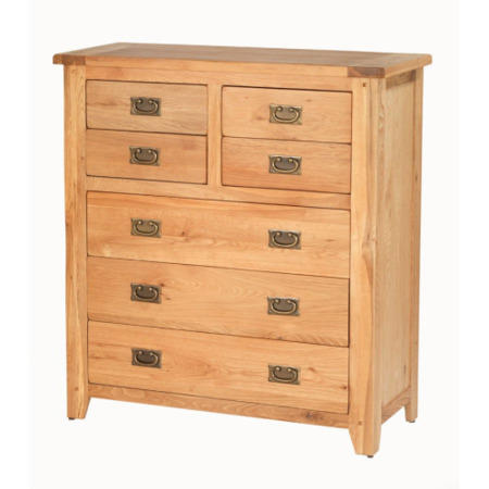 Cherbourg Rustic Oak 3+4 Drawer Chest of Drawers