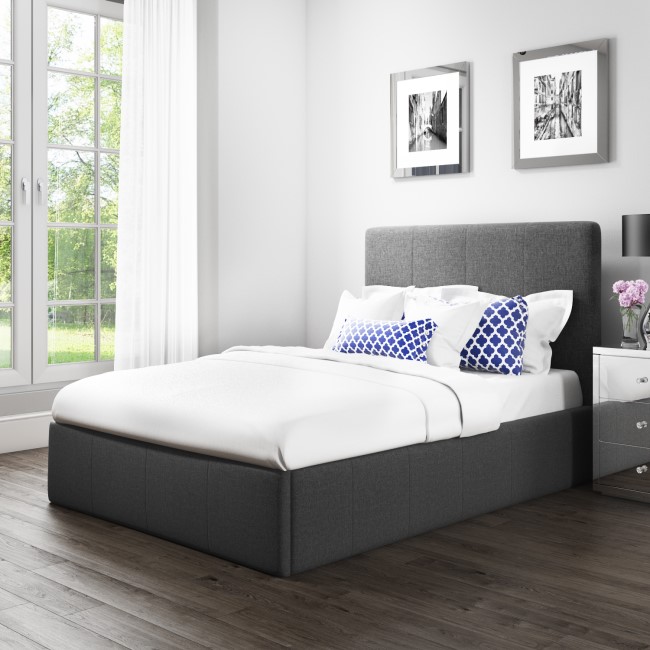 Safina Double Ottoman Bed in Charcoal Grey Fabric