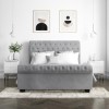 Grey Velvet Double Chesterfield Sleigh Bed Frame - Safina