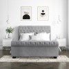 Grey Velvet King Size Chesterfield Sleigh Bed Frame - Safina
