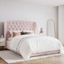 GRADE A1 - Safina King Size Wing Back Ottoman Bed in Baby Pink Velvet