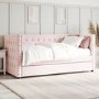 GRADE A1 - Sacha Velvet Day Bed in Baby Pink - Trundle Bed Included
