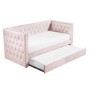 GRADE A1 - Sacha Velvet Day Bed in Baby Pink - Trundle Bed Included