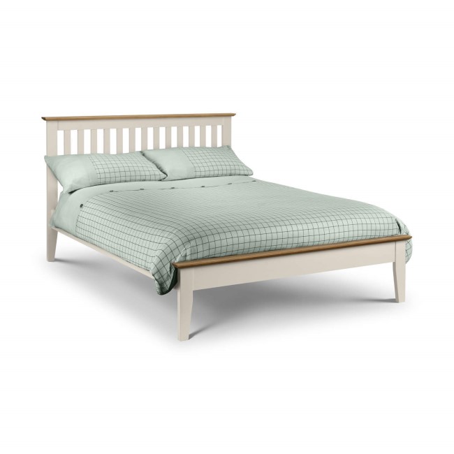 White and Solid Oak Double Bed Frame - Salerno - Julian Bowen
