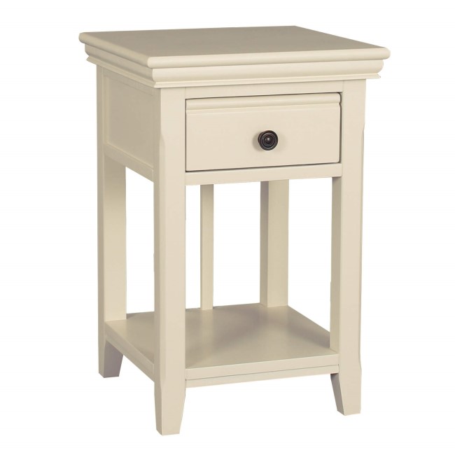Savannah Bedside Table with Drawer in Ivory/Cream