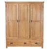 GRADE A1 - Rustic Saxon Oak 3 Door 2 Drawer Wardrobe
