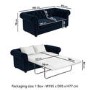 GRADE A2 - Navy Velvet Chesterfield Pull Out Sofa Bed - Seats 3 - Bronte