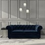 GRADE A1 - Navy Blue Velvet Chesterfield Sofa Bed - Seats 3 - Double Bed - Bronte