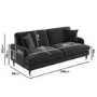 Dark Grey Velvet 3 Seater Sofa - Payton