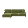 GRADE A2 - Olive Green Velvet Left Hand Facing L Shaped Sofa - Seats 4 - Payton