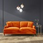 GRADE A1 - Orange Velvet 3 Seater Sofa - Payton