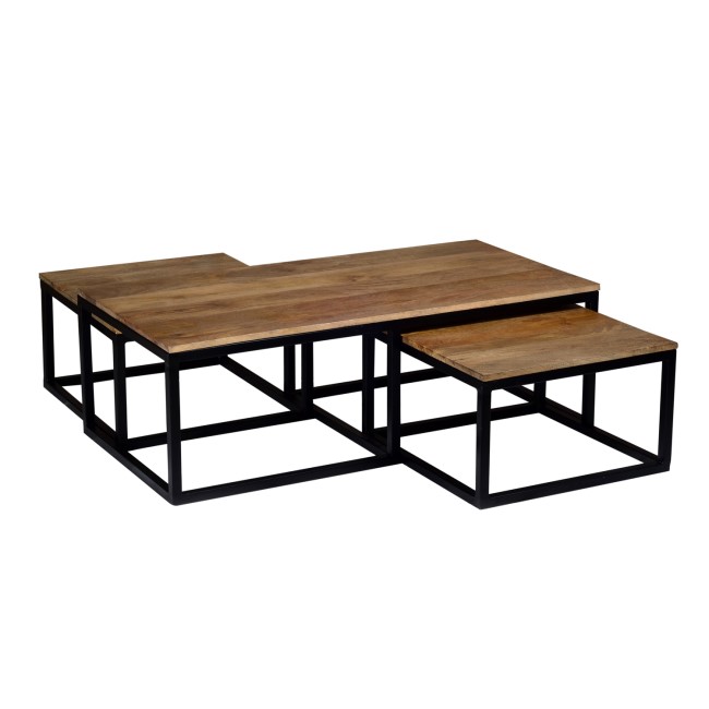 Industrial Coffee Tables in Wood & Black Metal - 3 - Suri
