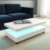 Rectangular White Gloss LED Coffee Table with Storage - Tiffany