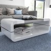 GRADE A2 - Tiffany White High Gloss Curved Coffee Table With Set in Black Glass Top