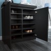 Black Gloss Shoe Cabinet with LED - 24 Pairs