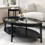 Oval Black Ash Coffee Table with Storage - Toula