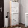 Torino 4 Door Shoe Storage Cabinet in High Gloss and Oak - 12 Pairs