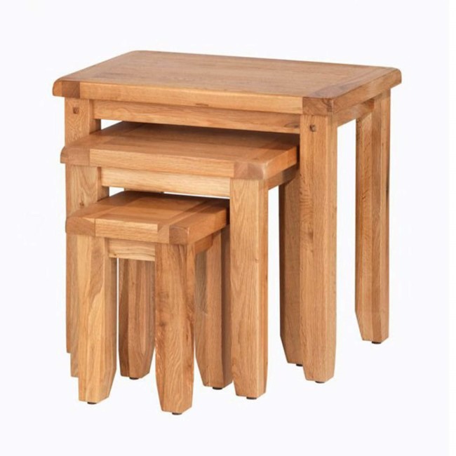 Heritage Furniture Cherbourg Rustic Oak Nest of 3 Tables